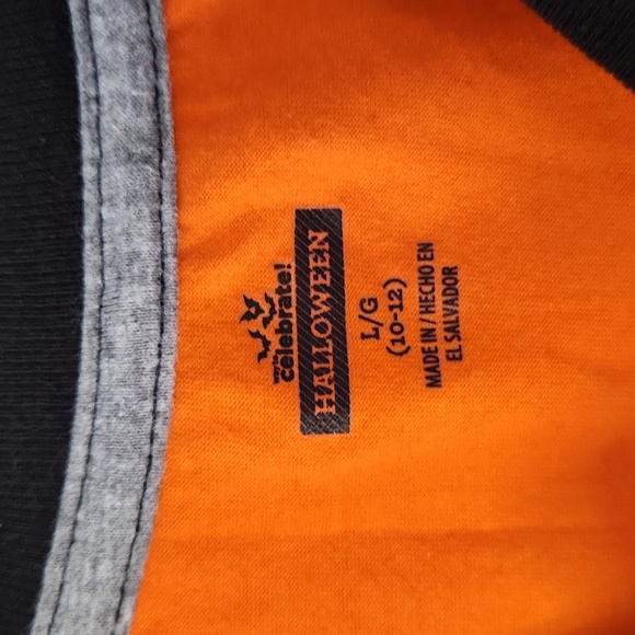 Spooky Pumpkin Kids Short Sleeve Tee - Orange & Black - Picture 3 of 4